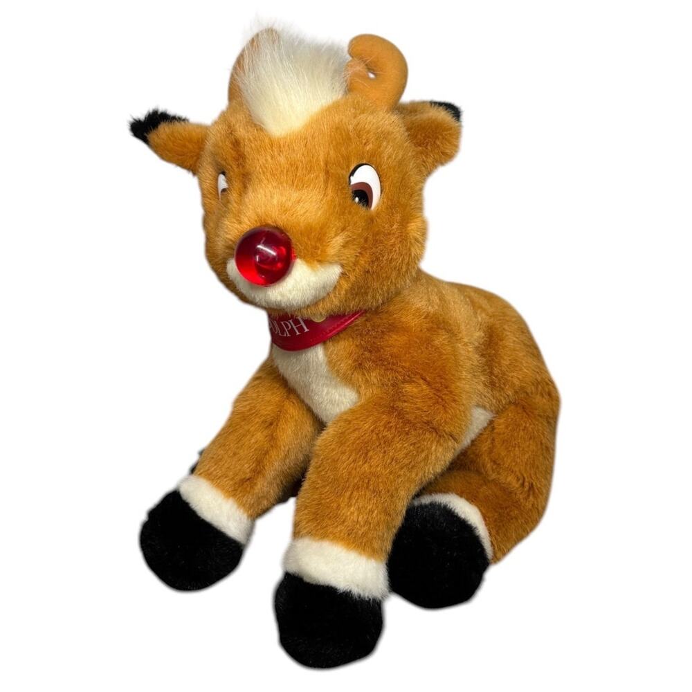 Vintage 1998 Macy’s Rudolph Red-Nosed Reindeer Plush Light Up Christmas Toy